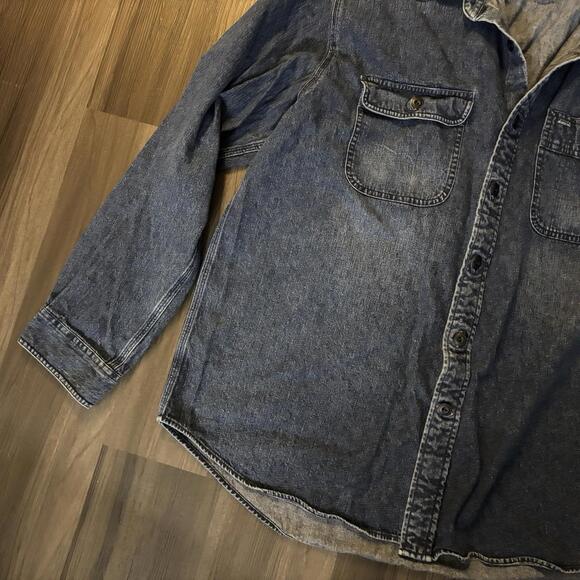 Eddie Bauer Sport Shop Button Up Denim Shirt Men's Size XL Long Sleeve Workwear - Picture 4 of 8